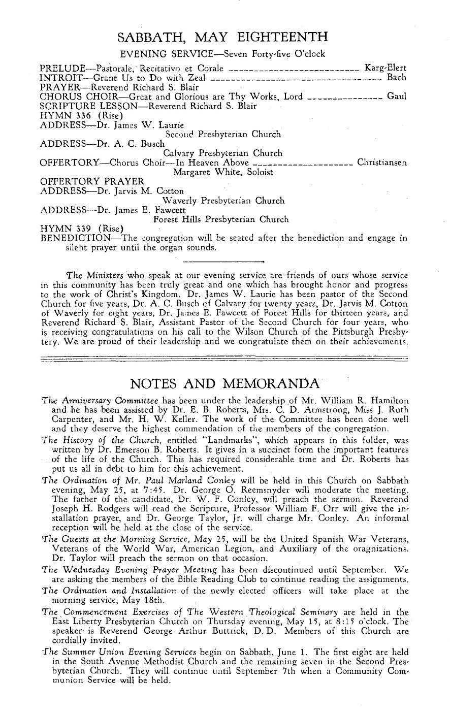 75th Anniversary Program page 1